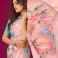 Aayaa Designer Printed Satin Saree - Multi Color