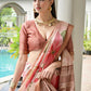 Vishnu Weaves Women's Coffee Satin Silk Printed Saree with Blouse - Swadesiicart