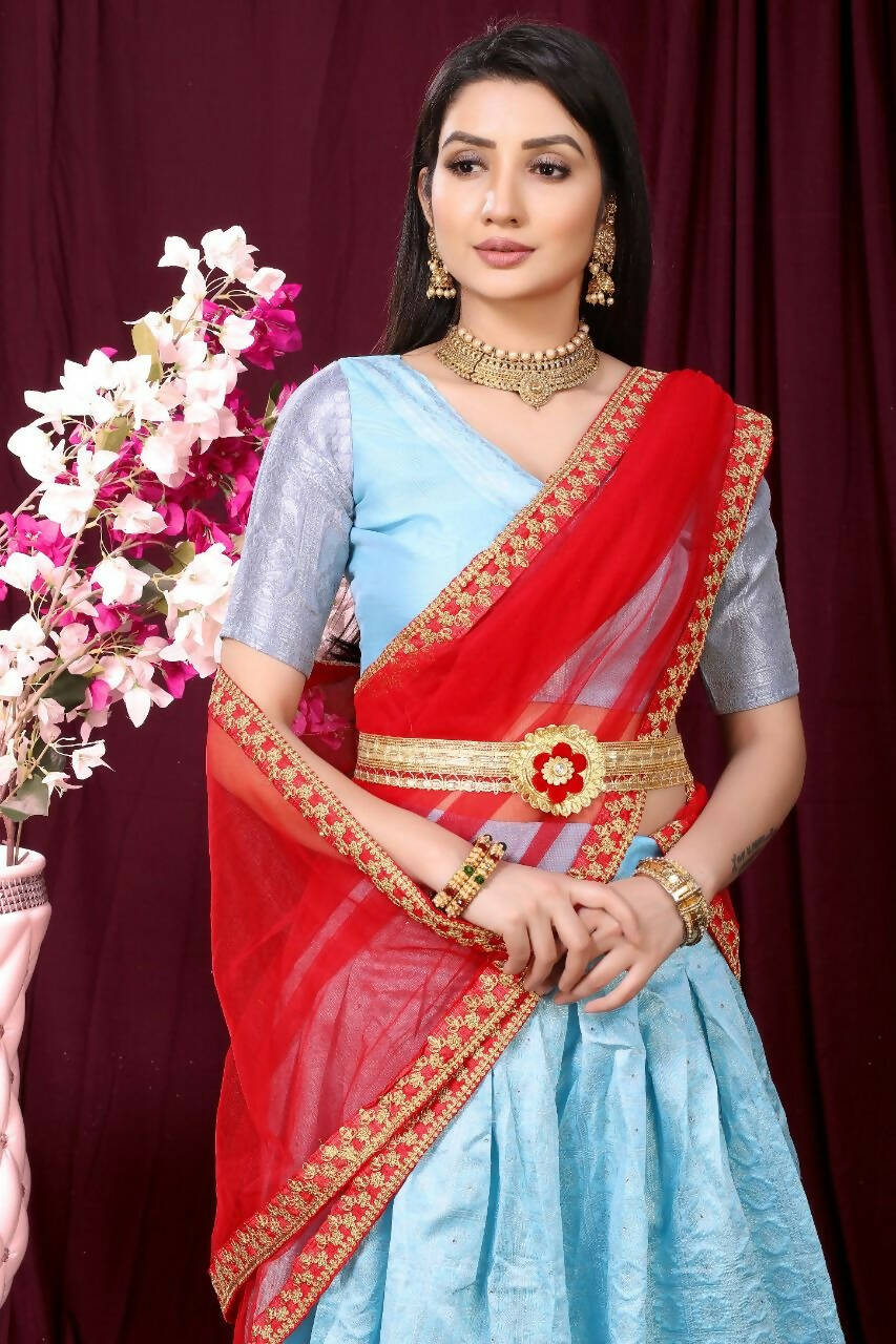 DEIANA'S Beautiful Pure Jari Silk Weaving Lehengha Choli - Sky Blue | Swadesiicart