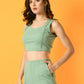 Myshka Women's Green Solid Top With Trousers - Swadesiicart