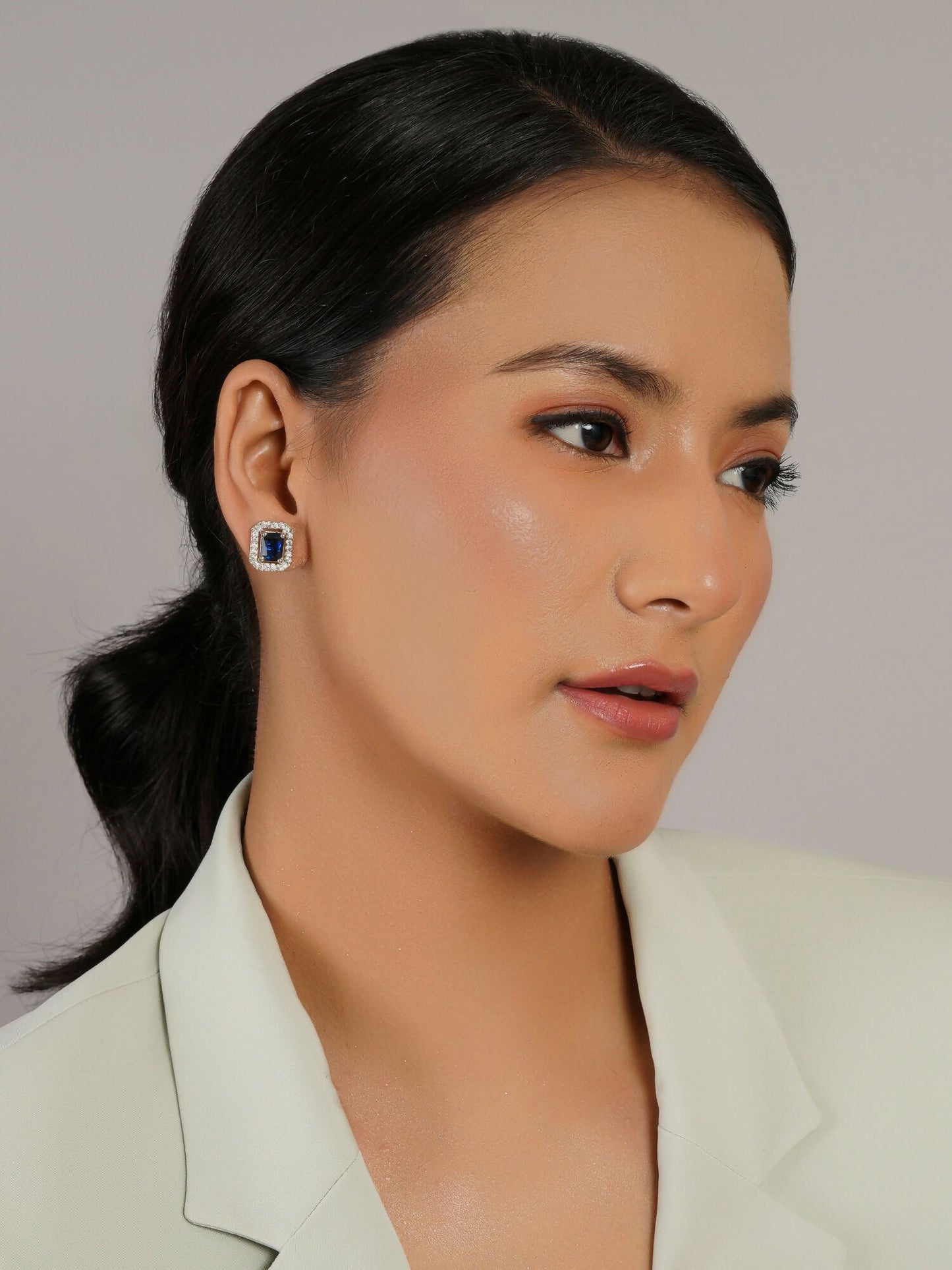 stone stud (Blue) - Ruby Raang - Swadesiicart