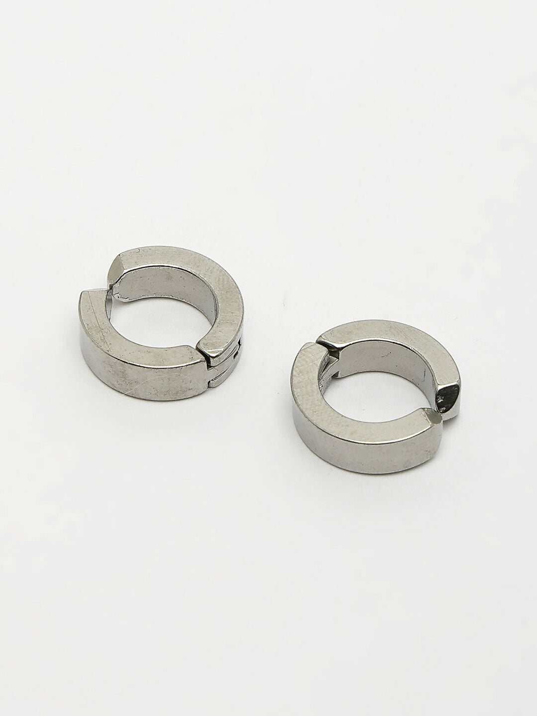 NVR Men's Silver-Plated Stainless Steel Hoop Earrings - Swadesiicart