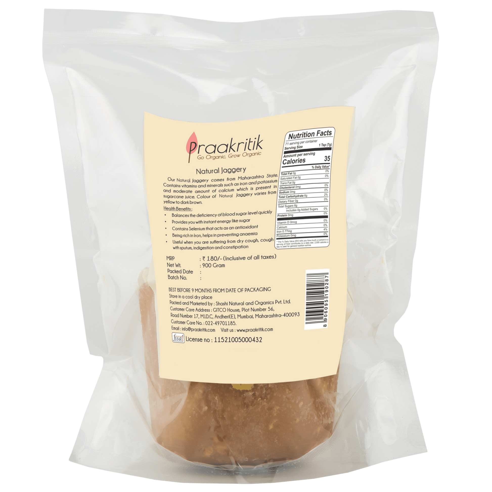 Praakritik Natural Jaggery - Swadesiicart