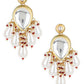 Gold-Toned White Kundan Contemporary Gold-Polished Drop Earrings - Ruby Raang - Swadesiicart