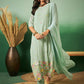 Aqua Blue Georgette Handwork Unstitched Dress Material - Hanika | Swadesiicart