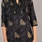 Jaitra Apparels Women Printed Rayon Straight Kurta (Black) - Swadesiicart