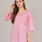 Jaitra Apparels Women Printed Pure Cotton Straight Kurta (Pink) - Swadesiicart