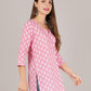 Jaitra Apparels Women Printed Pure Cotton Straight Kurta (Pink) - Swadesiicart