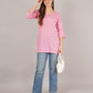 Jaitra Apparels Women Printed Pure Cotton Straight Kurta (Pink) - Swadesiicart