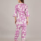 Jaitra Apparels White And Purple Printed Premium Pure Cotton Co-Ord Set For Women - Swadesiicart