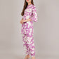 Jaitra Apparels White And Purple Printed Premium Pure Cotton Co-Ord Set For Women - Swadesiicart