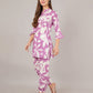 Jaitra Apparels White And Purple Printed Premium Pure Cotton Co-Ord Set For Women - Swadesiicart