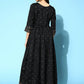 Ahalyaa Women Black Poly Silk Printed Dress | Swadesiicart