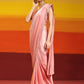 Peach Ombre Satin Georgette Plain Ready to wear Saree with stitched Blouse - Vrinda | Swadesiicart