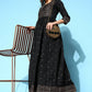Ahalyaa Women Black Poly Silk Printed Dress | Swadesiicart