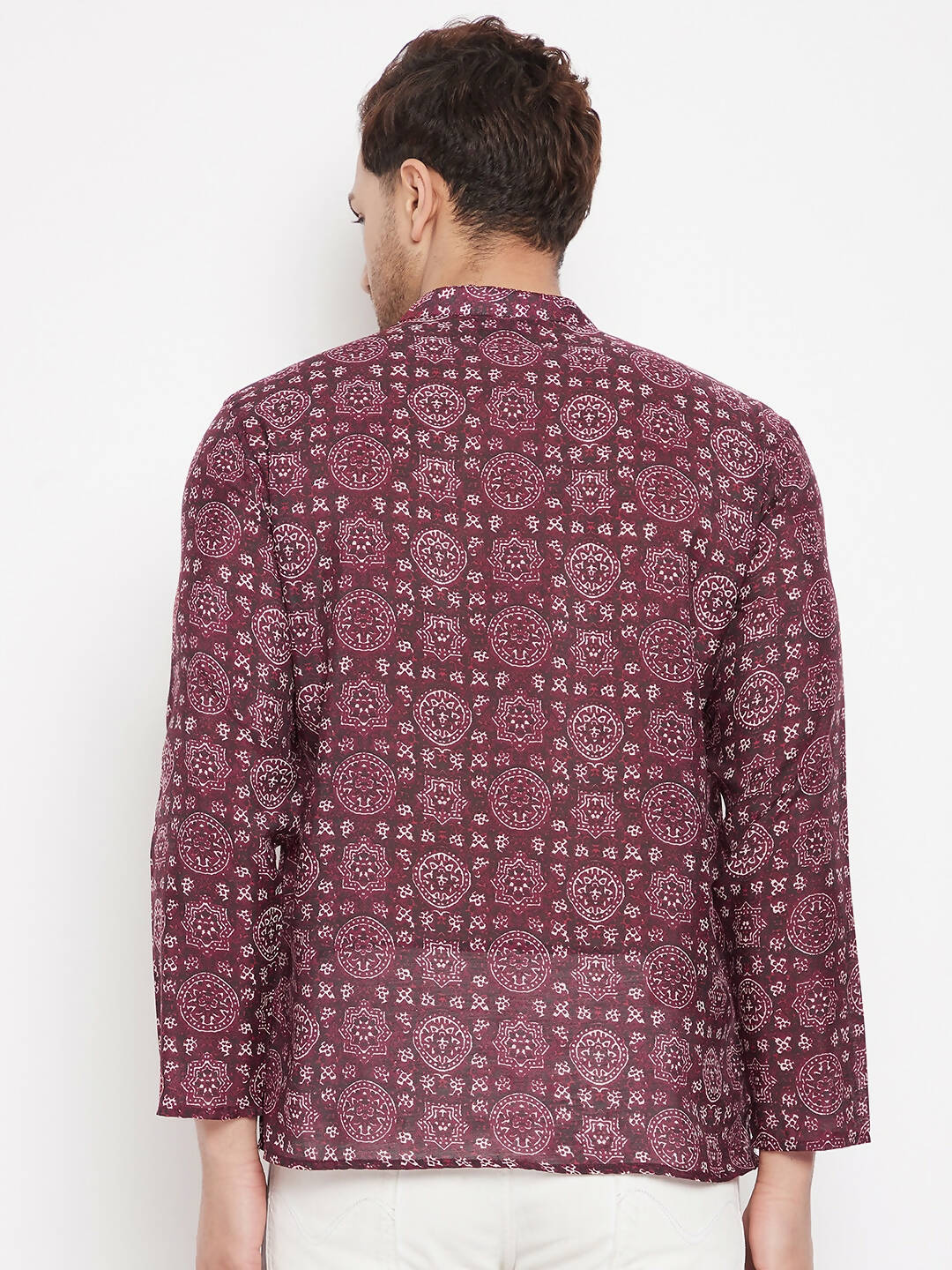 Even Apparels Maroon Pure Cotton Men's Kurta With Slit Neckline | Swadesiicart