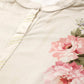 Ahalyaa Women Cream-Coloured & Pink Floral Printed Gotta Patti Floral Velvet Kurta | Swadesiicart