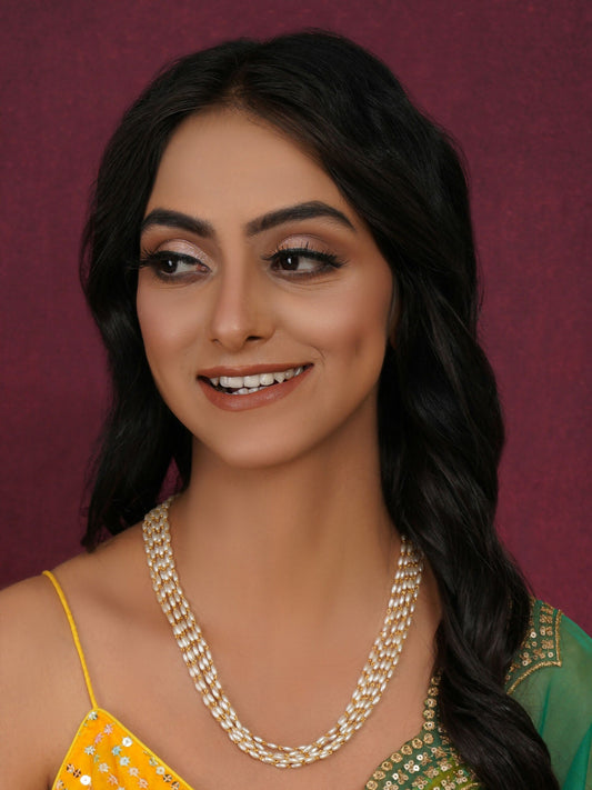 Layered Pearl Neckpiece (Gold) - Ruby Raang | Swadesiicart