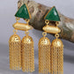 Joban Fashion Women Green Stone Matte Gold Jhumka | Swadesiicart