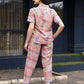 Pink Rayon Floral Printed Top with Matching Bottom - Eesha - Swadesiicart