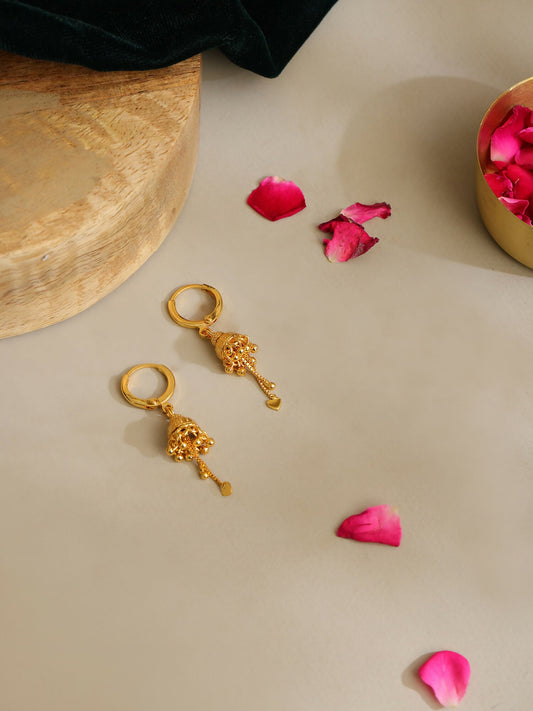 Ruby Raang Gold Loop Heart Earrings | Swadesiicart