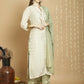 Jyoti Fashion Women's Off White Chanderi Silk Elegant Jardoshi Kurta with Trouser & Dupatta | Swadesiicart