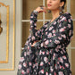 Pomcha Jaipur Black Saadgi Pink Lotus Anarkali Set | Swadesiicart