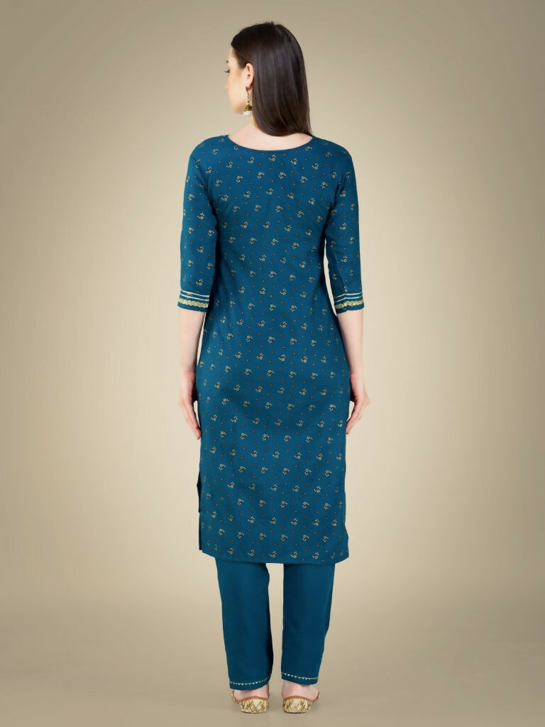 Jyoti Fashion Women's Morpich Cotton Magic Slub Embroidery & Sequence work Kurta with Trouser & Dupatta | Swadesiicart