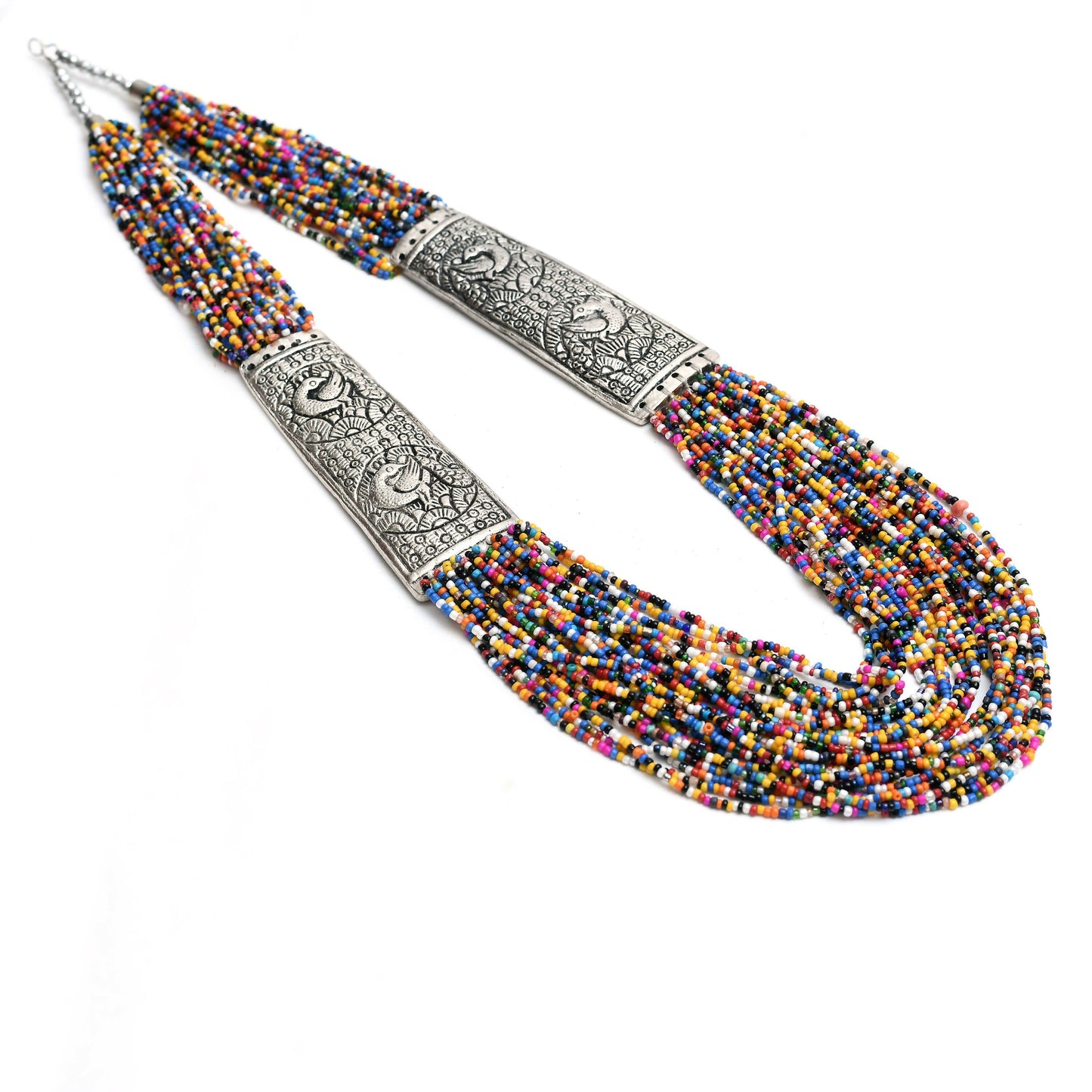 Mominos Fashion Johar Kamal Oxidised Multi Beads Long Statement Necklace For Women | Swadesiicart