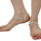 AanyaCentric Gold-Polished Mangalsutra Pendant Earring Set & Silver Plated Anklet