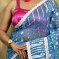 Exclusive Collection Beautiful Light Blue Jaal Jamdani Saree - Swadesiicart