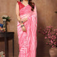 Partywear Designer Pink Georgette Fancy Saree - Satrangi | Swadesiicart