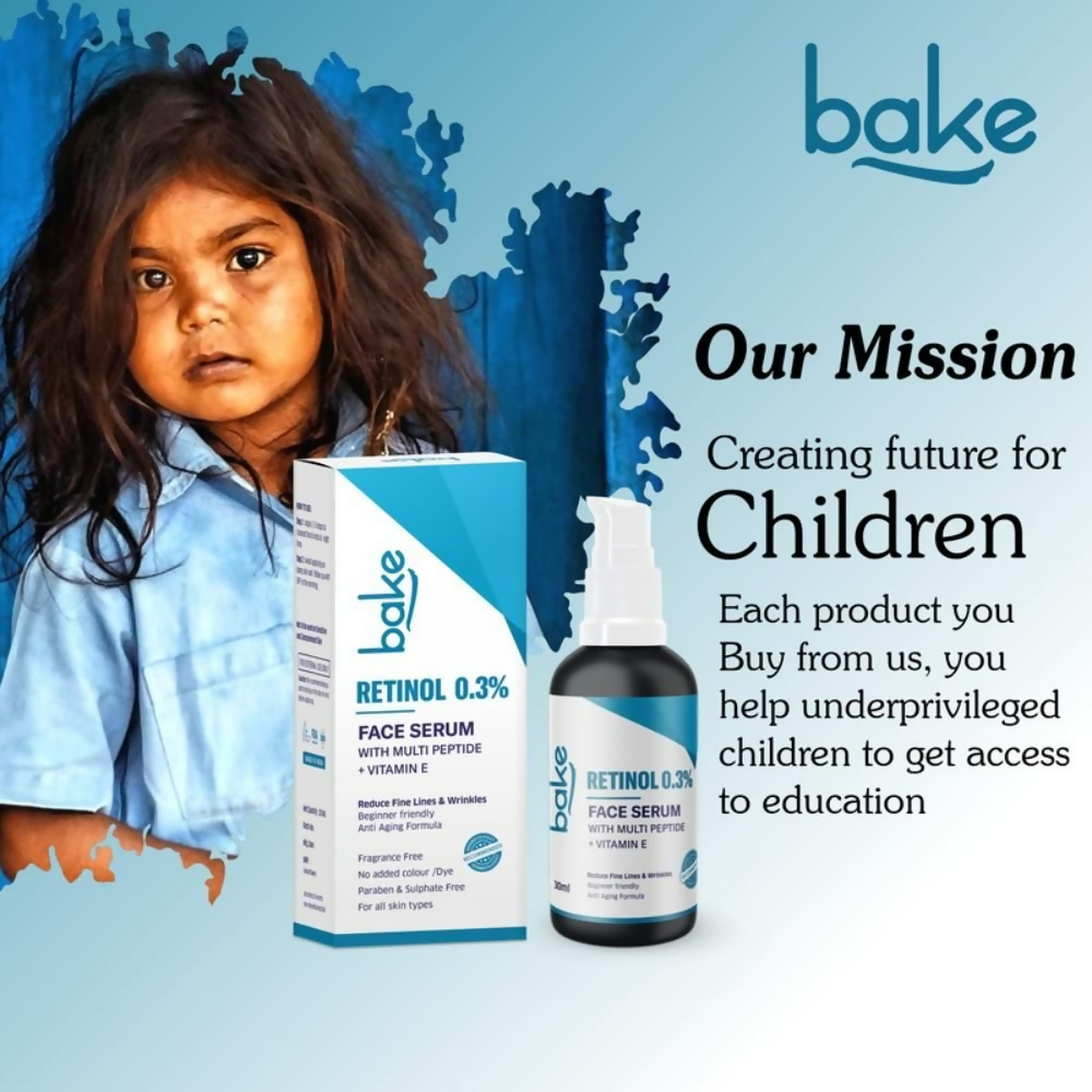Bake 0.3% Retinol Beginner Friendly Face Serum With 2% Multi Peptide & Vitamin E | Swadesiicart