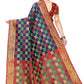 Vamika Banarasi Jaquard Navy Blue Designer Weaving Saree | Swadesiicart