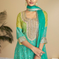 Lorenvalley Fashion Green and Teal Chinon Embroidery With Sequince Work Salwar Kameez Stitched | Swadesiicart