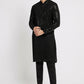 Ethnic India Black Men's Kurta Embellished Viscose Rayon | Swadesiicart