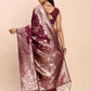 Astita Banarasi Silk Purple Saree | Swadesiicart