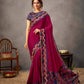 Deep Magenta And Purple Silk Georgette Cord And Sequins Embroidery Saree - Norita Arinya | Swadesiicart
