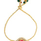 Women's Gold-Polished Pink Kundan Studded Brass Charm Bracelet - Ruby Raang - Swadesiicart