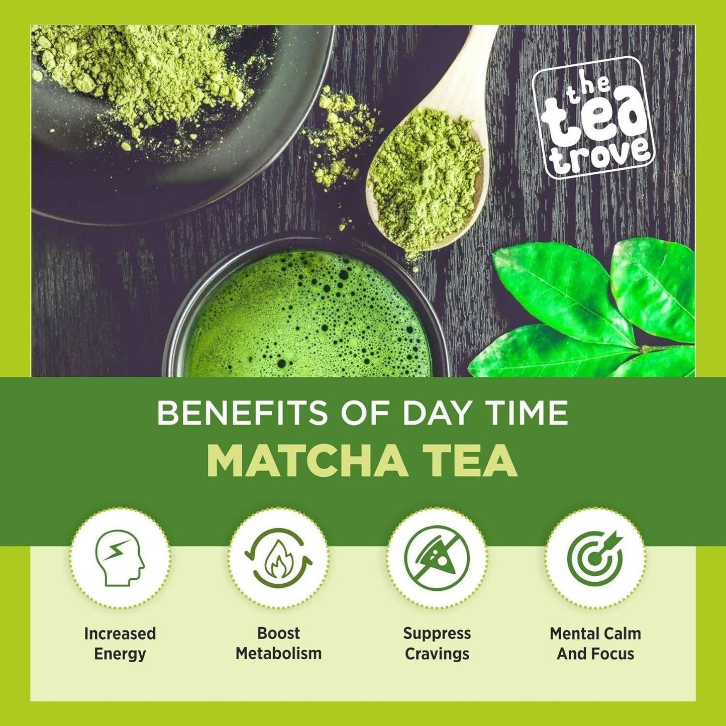 The Tea Trove Matcha Green Tea Powder - Lemon, Ginger, Matcha tea with Black Rock Salt | Swadesiicart