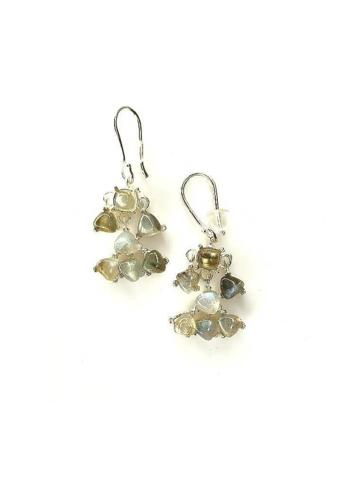 Bling Accessories Labradorite Semi Precious Stone Earrings | Swadesiicart