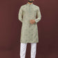 Anaita Green Embroidered Silk Straight Kurta