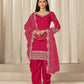 Anaita Red Roman Silk Stitched Suit with Embroidery & Real Mirror Work
