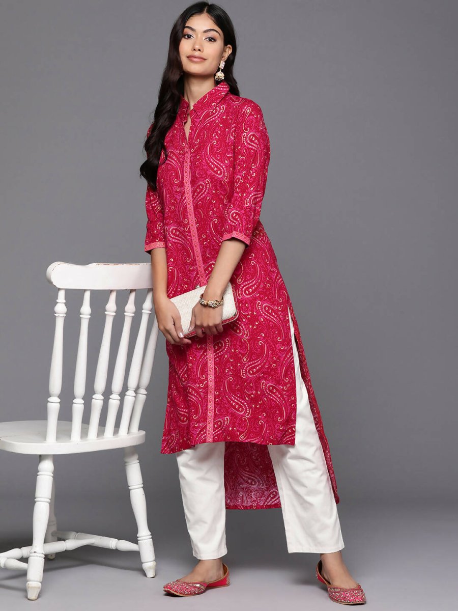 Ahalyaa Women's Traditional wear Kurta - Red | Swadesiicart