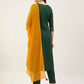 FIORRA Women's Green Poly Crepe Straight Kurta Pant With Dupatta - Swadesiicart