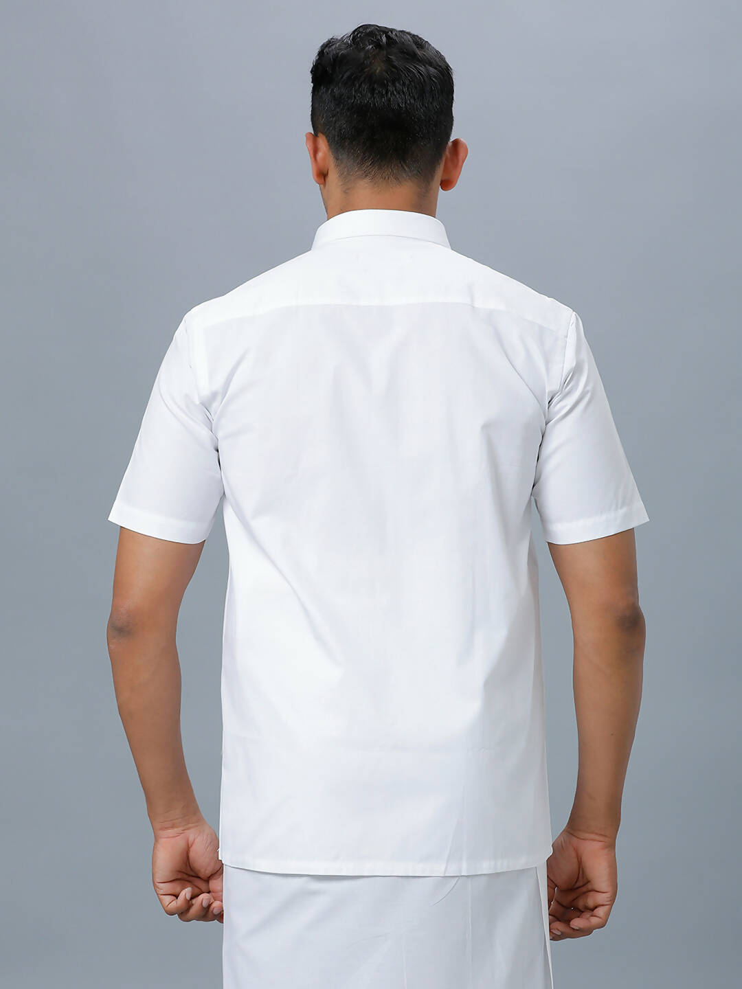 Ramraj Cotton Mens Half Sleeve Formal Poly Cotton White Shirt | Swadesiicart