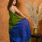 Very Much Indian Handloom Pure Cotton Silk Saree With Sleek Golden Border - Green | Swadesiicart