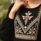 Juniper Women's Black Rayon Crepe Solid With Embroidery Straight Tunic | Swadesiicart