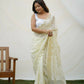 Vamsee Kimora White Georgette Saree - Swadesiicart