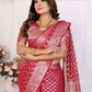 Aastha Fashion Magenta Organza Silk Weaving Saree
